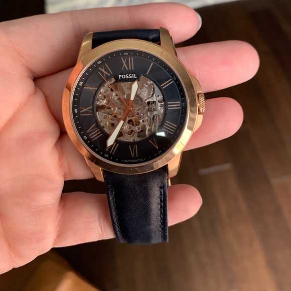 grant automatic blue leather watch